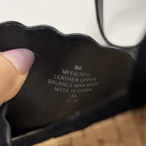 Marc Fisher Faithful Faitful Wedge Espadrilles Sandals Black Suede Leather 8 M - Picture 10 of 11